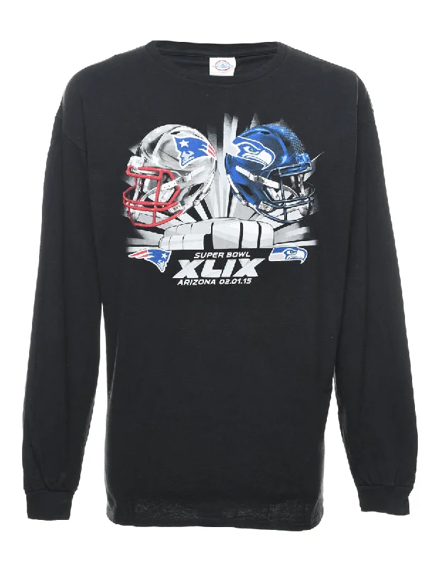 Exclusive Weekend Offers Inside Black, Red & Blue Superbowl Football T-Shirt - XL
