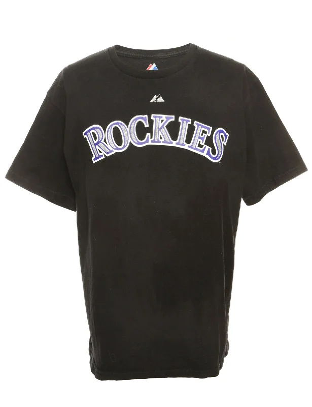 Daily Special Black Rockies Majestic Printed T-shirt - L