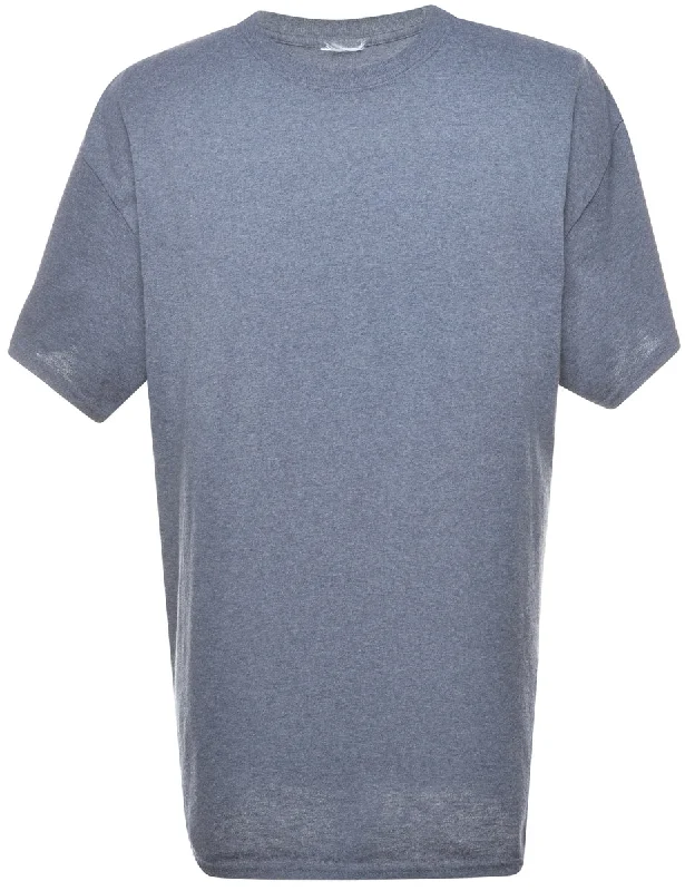 Make Your Weekend Count with Savings Blue Plain T-shirt - L