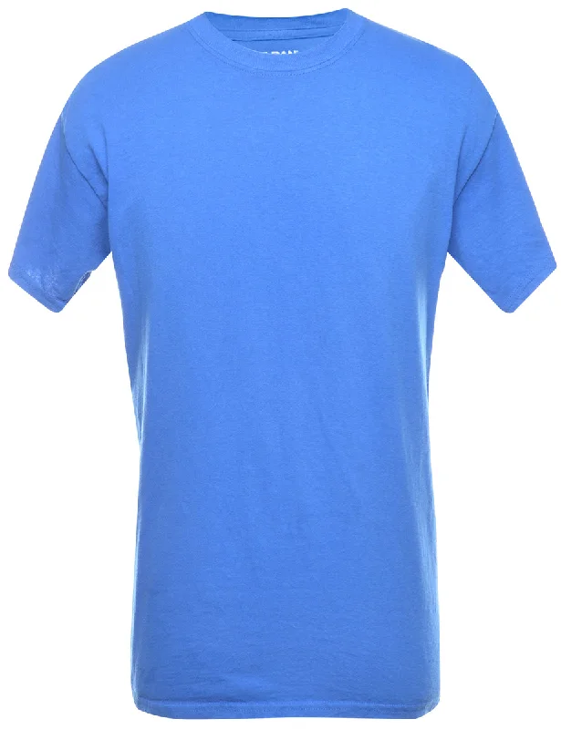 Unbeatable Prices Blue Plain T-shirt - M