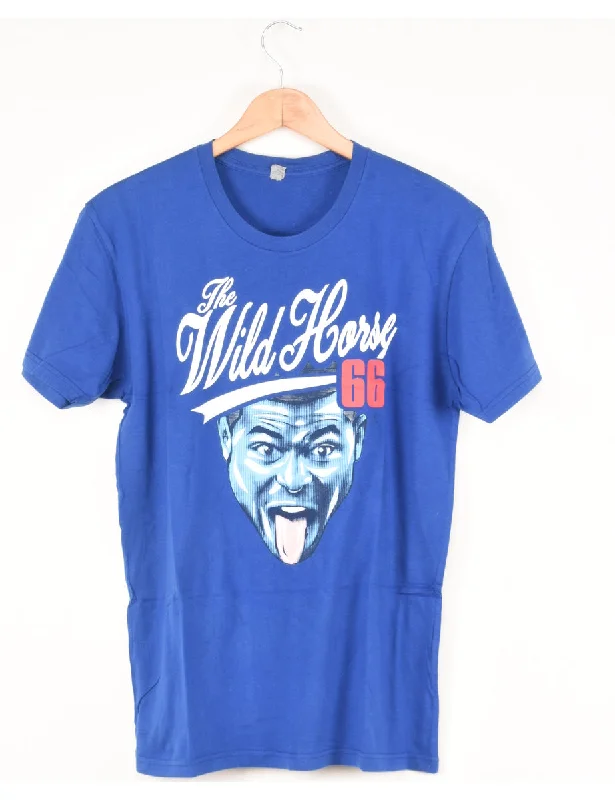 Weekend Offers That Shine Blue The Wild Horse Printed T-shirt - M