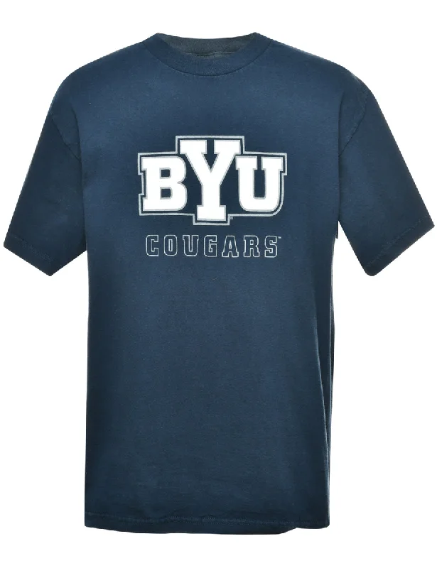 Weekend Offers That Please BYU Cougars Navy & White Printed T-shirt - L