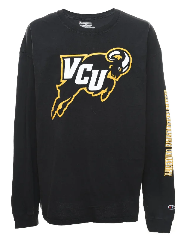 Weekend Deals to Brighten Your Day Champion Black, White & Yellow Long Sleeve VCU Sports T-shirt - XL