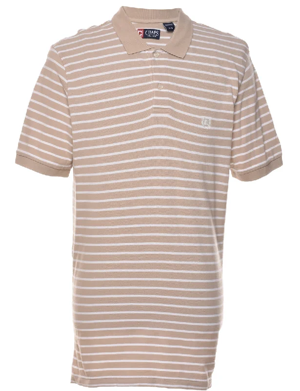 Hurry In Chaps White & Light Brown Polo Shirt - L