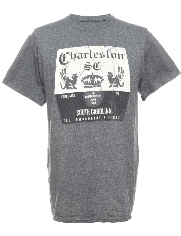 Fantastic Savings Charleston Printed Gey & White T-shirt - L