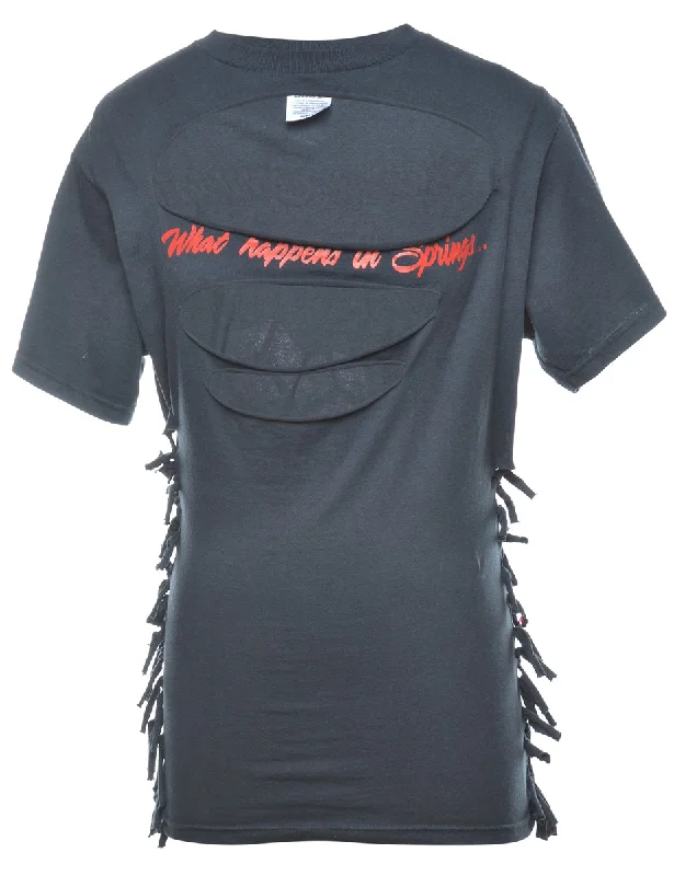 New Arrival Cut Out Detailing Printed T-shirt - M