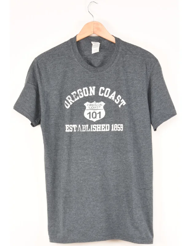 Weekend Shopping Bliss Dark Grey Oregon Coast Printed T-shirt - L