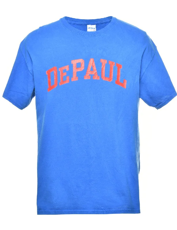Weekend Deals You Can't Resist Depaul Printed Blue & Red T-shirt - L