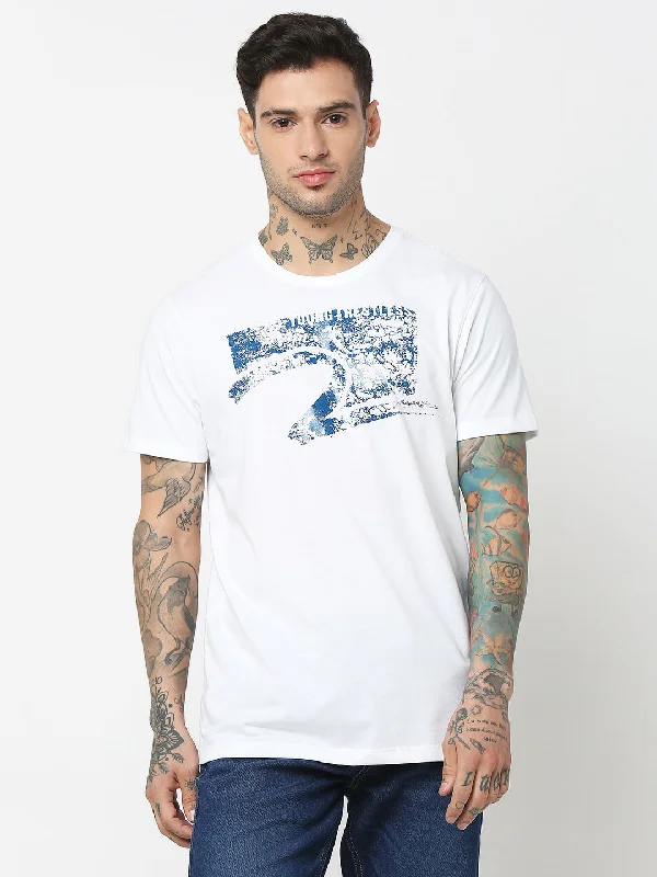 Weekend Deals to Make You Happy Spykar Men White Cotton Slim Fit Round Neck Printed T-Shirt Weekend Deals to Make You Happy Spykar Men White Cotton Slim Fit Round Neck Printed T-Shirt
