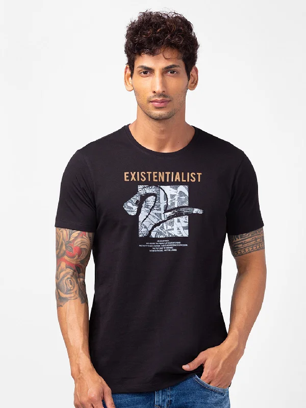Weekend Discounts to Enjoy Spykar Men Black Cotton Slim Fit Round Neck Printed T-Shirt Weekend Discounts to Enjoy Spykar Men Black Cotton Slim Fit Round Neck Printed T-Shirt