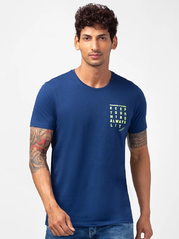 Weekend Discounts to Celebrate Spykar Men Indigo Blue Cotton Slim Fit Round Neck Plain T-Shirt Weekend Discounts to Celebrate Spykar Men Indigo Blue Cotton Slim Fit Round Neck Plain T-Shirt
