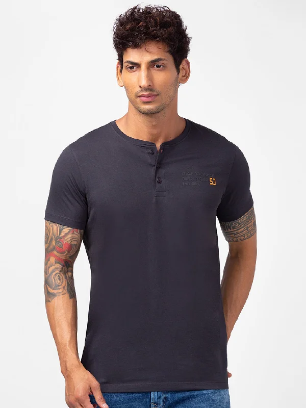 Weekend Specials to Savor Spykar Men Slate Grey Cotton Slim Fit Henley Neck Plain T-Shirt Weekend Specials to Savor Spykar Men Slate Grey Cotton Slim Fit Henley Neck Plain T-Shirt