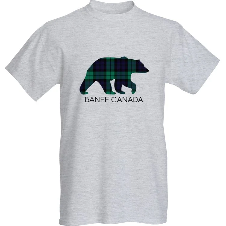 Low Price Classic Grey Blackwatch Bear T-Shirt with Banff Canada
