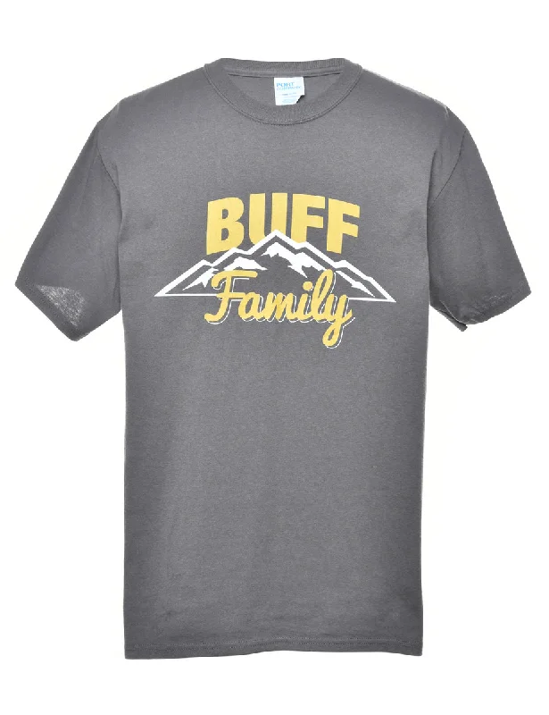 Lowest Rates Grey Buff Family Printed T-shirt - M