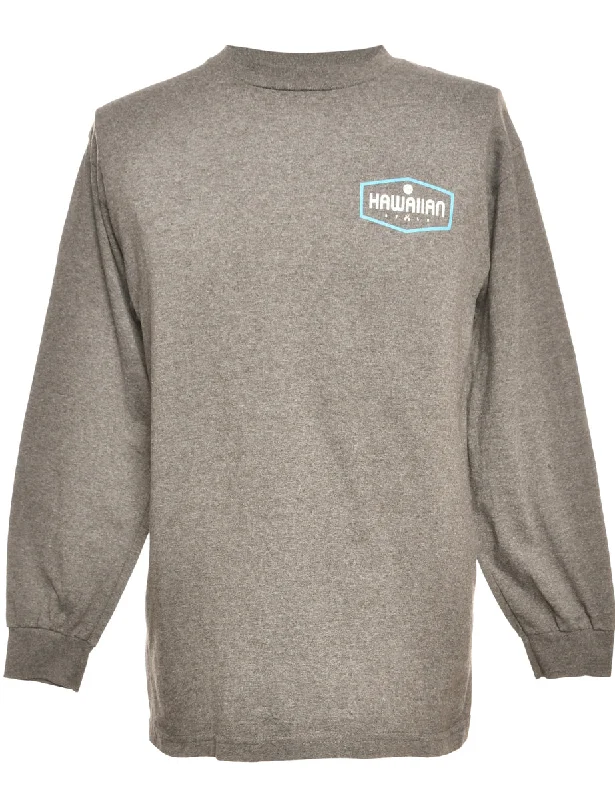 Weekend Savings Bonanza Hawaiian Grey Printed T-shirt - M