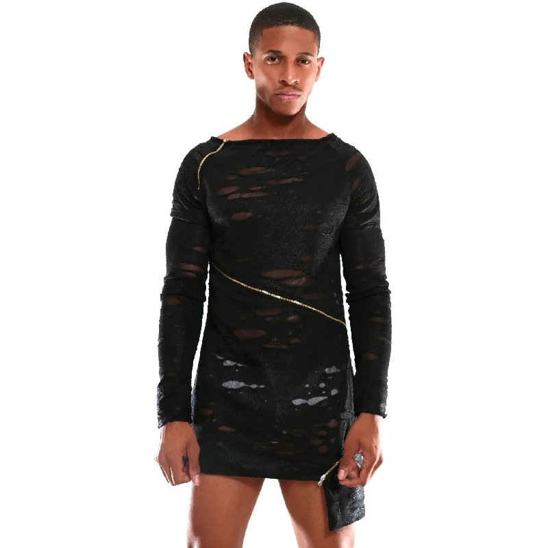 Low Price High quality Black long sleeve with 3 zippers
