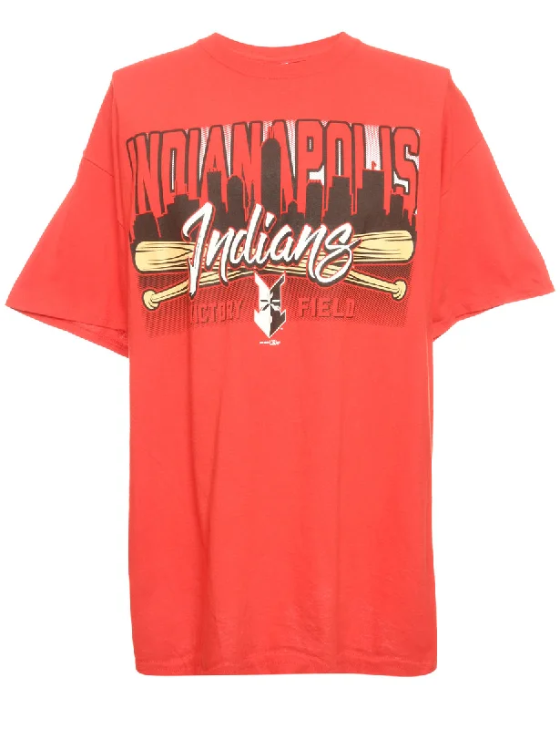 Limited Offer Indians Victory Field Printed Red T-shirt - L