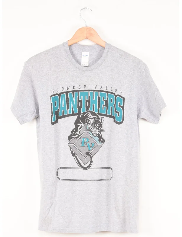 Weekend Bargains to Relish Light Grey & Blue Panthers Printed T-Shirt - M