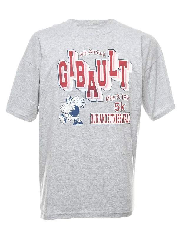 Weekend Savings Sensation Light Grey & Maroon Gibault Printed T-shirt - XL