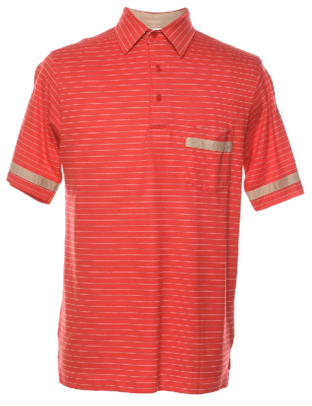 Mega Discount London Fog Red Striped Polo Shirt - M