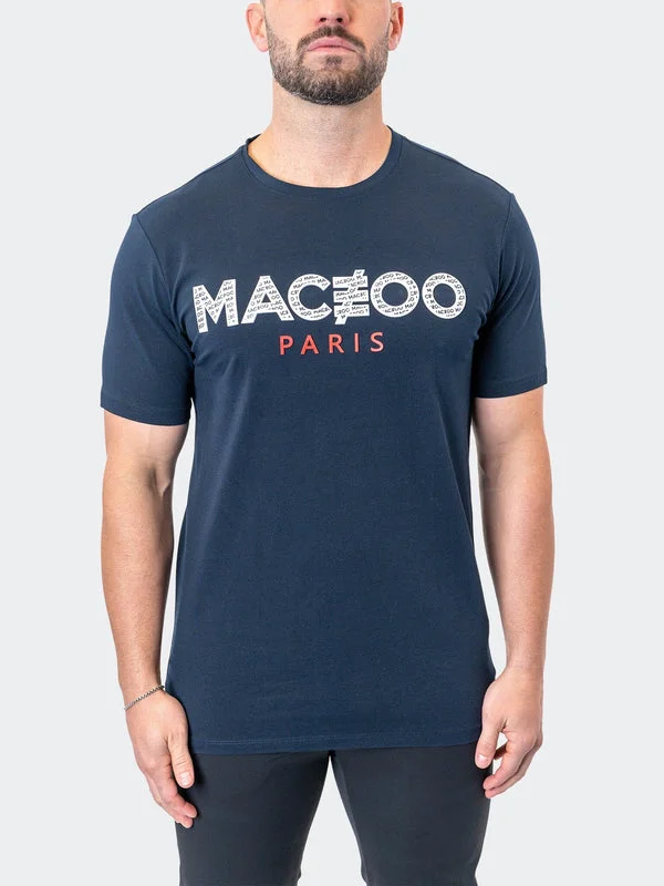 Mega Discount Maceoo Stretch Short-Sleeve Athletic Wear | Tee Icon Navy