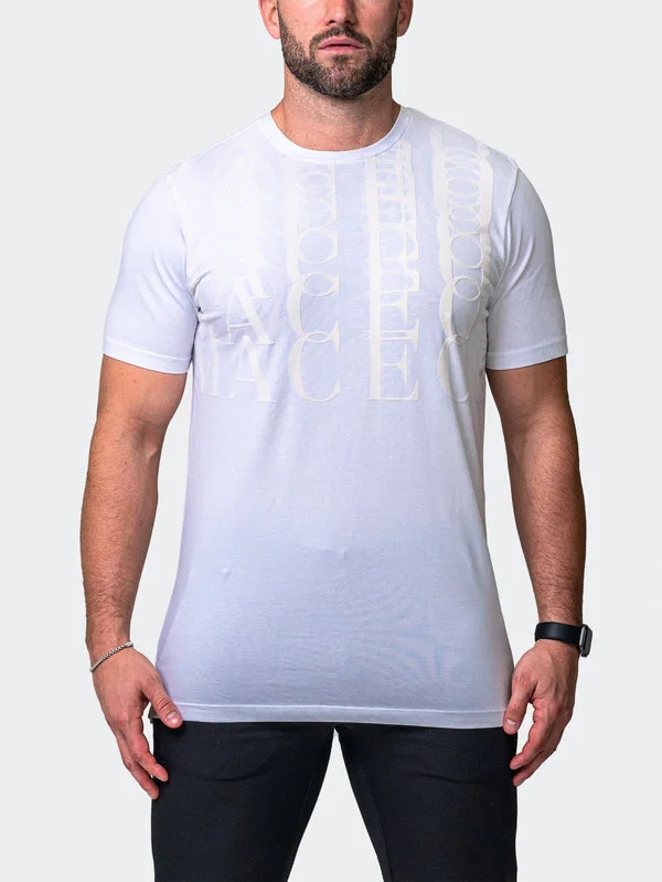 Overstock Clearance Maceoo Stretch Short-Sleeve Athletic Wear | Tee Repetition White