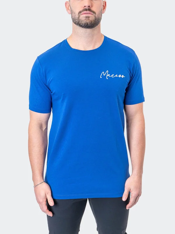 Final Clearance Maceoo Stretch Short-Sleeve Athletic Wear | Tee Signature SaksBlue