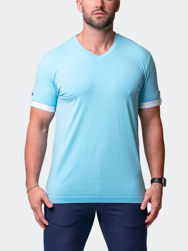 Shop Now Maceoo Stretch Short-Sleeve Tshirts | V-Neck VivaldiSolidCamoLight Blue