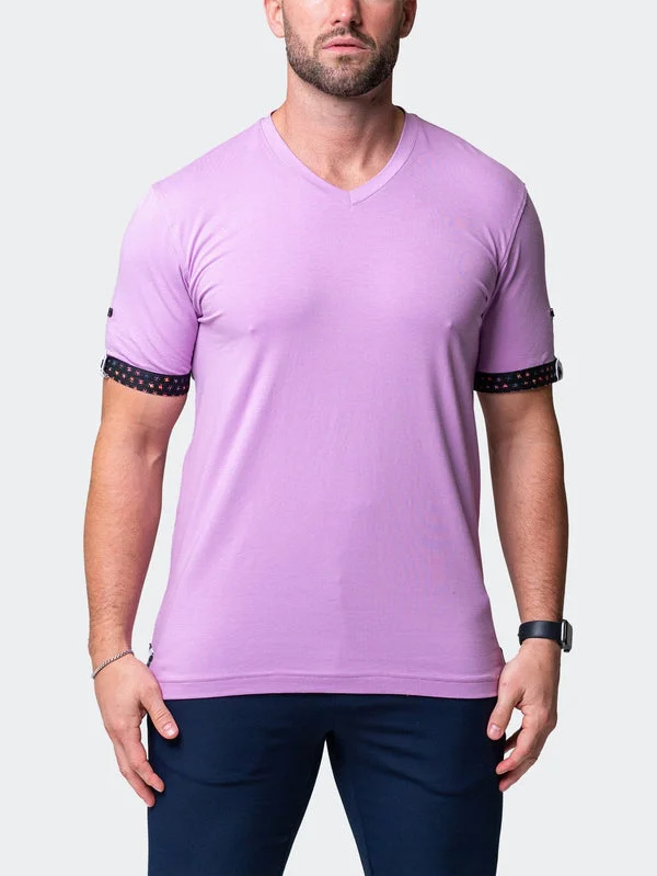 Make Your Weekend Count with Savings Maceoo Stretch Short-Sleeve Tshirts | V-Neck Vivaldisolidpeace Purple