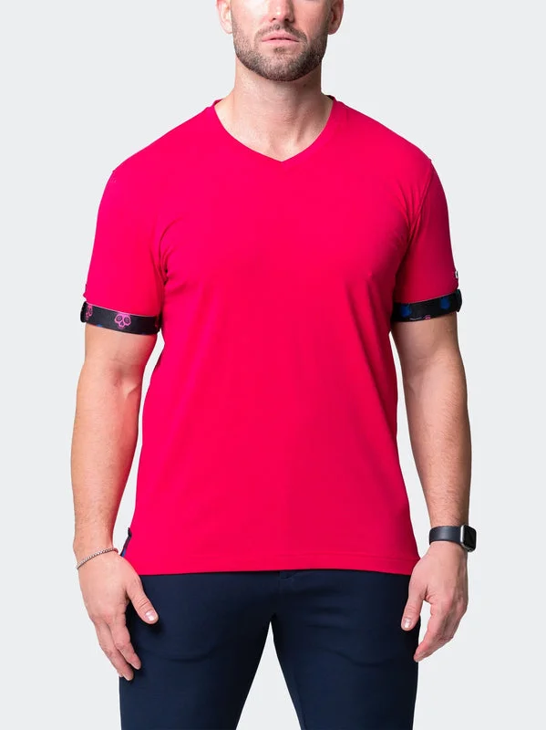 Online Deal Maceoo Stretch Short-Sleeve Tshirts | V-Neck VivaldiSolidSkullFuchsia Pink
