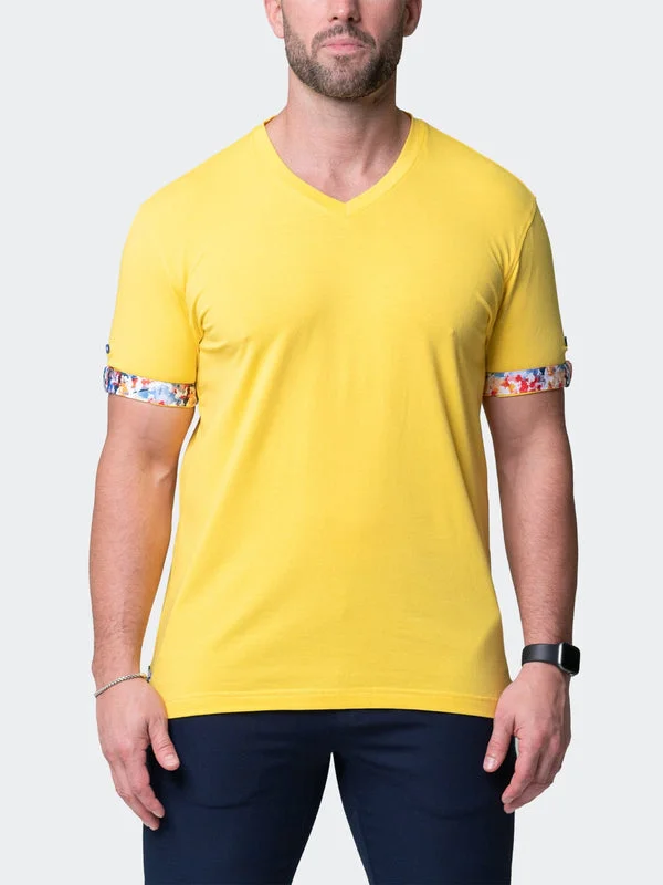 Quick Deals Maceoo Stretch Short-Sleeve Tshirts | V-Neck VivaldiSolidSplash Yellow