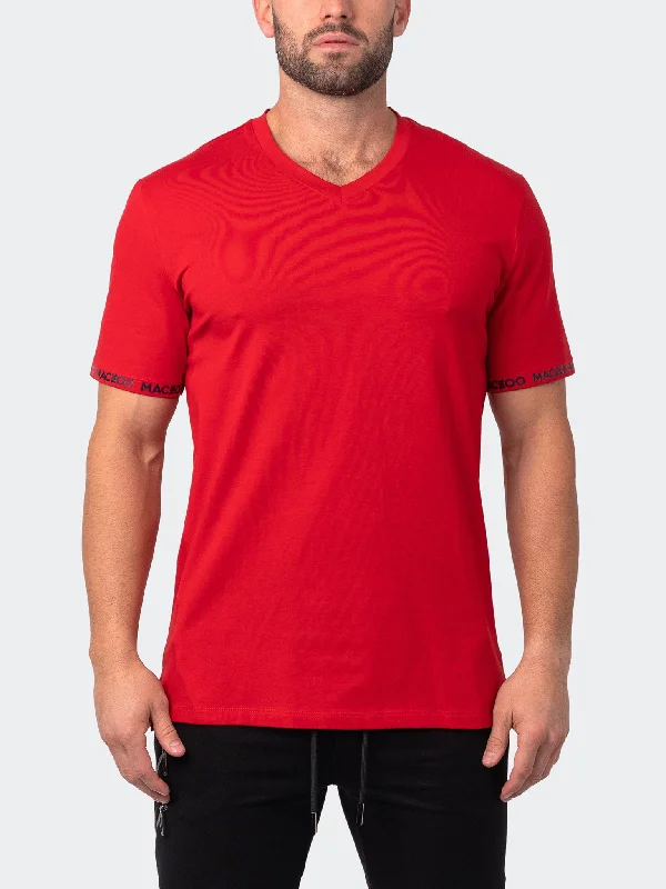 Weekend Offers That Delight Maceoo Stretch Short-Sleeve Tshirts | V-Neck VivaldiSleeve Red