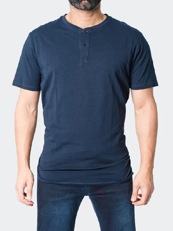 Weekend Deals You Can't Resist Maceoo Stretch Short-Sleeve Tshirts | Henley Core Blue