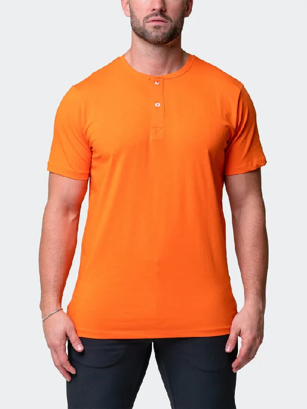 Weekend Bargains Galore Maceoo Stretch Short-Sleeve Tshirts | Henley Core Orange