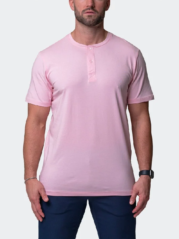 Weekend Wonders Await! Maceoo Stretch Short-Sleeve Tshirts | Henley Core Pink