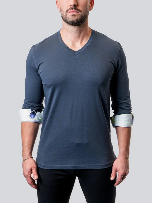 Super Savings Maceoo Tshirts | V-Neck Edison NeonCuff Blue