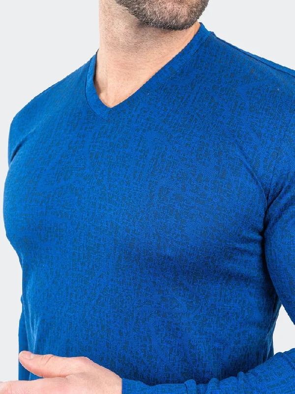 Weekend Savings Fiesta Maceoo Stretch Tshirts | V-Neck EdisonNavyDrip Blue