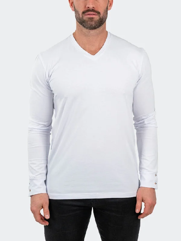 Weekend Deals to Make You Smile Maceoo Stretch Tshirts | V-Neck EdisonSolidCotton White