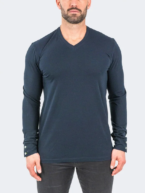 Weekend Sale: Don't Miss Out Maceoo Stretch Tshirts | V-Neck EdisonSolidCrypt Navy