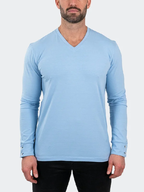 Weekend Price Cuts Galore Maceoo Stretch Tshirts | V-Neck EdisonSolidPouder Blue