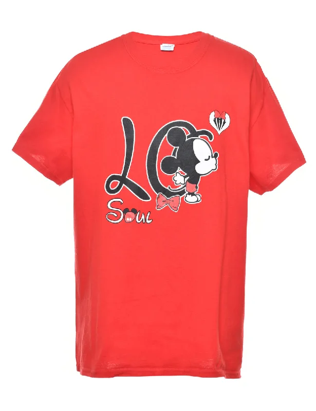 Weekend Savings Delight Mickey Mouse Cartoon T-shirt - L