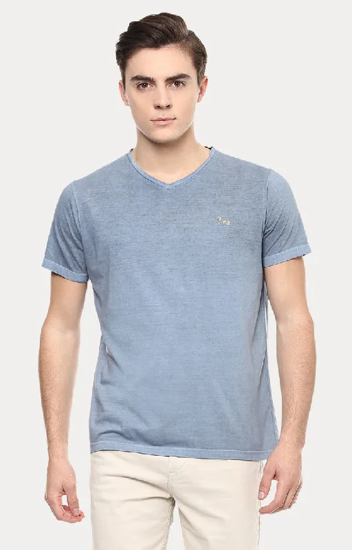 Weekend Deals That Sparkle Spykar Blue Melange Slim Fit Men T-Shirts