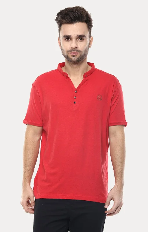 Weekend Offers You Can't Ignore Spykar Red Melange Slim Fit Men T-Shirts