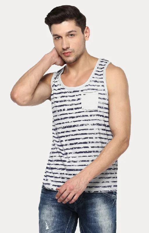 Weekend Offers That Sizzle Spykar Grey Striped Slim Fit Men T-Shirts