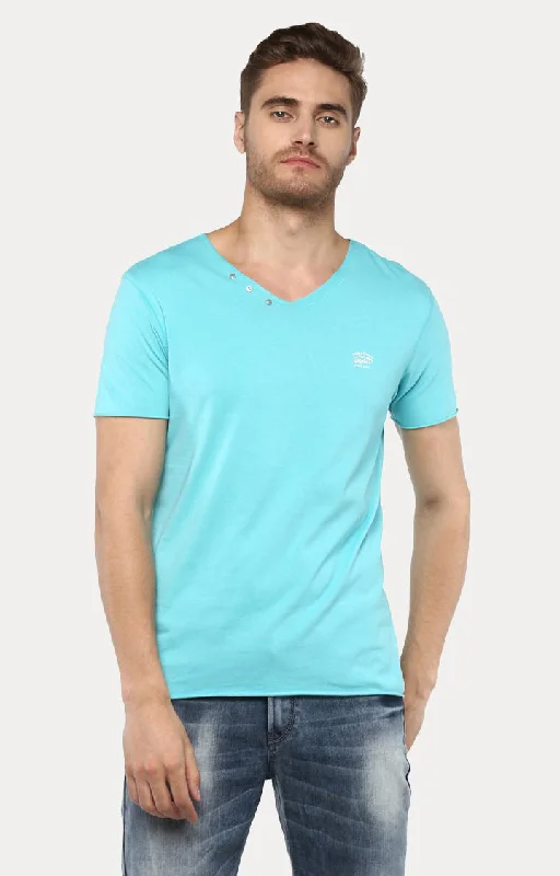 Weekend Specials to Love Spykar Aqua Solid Slim Fit Men T-Shirts