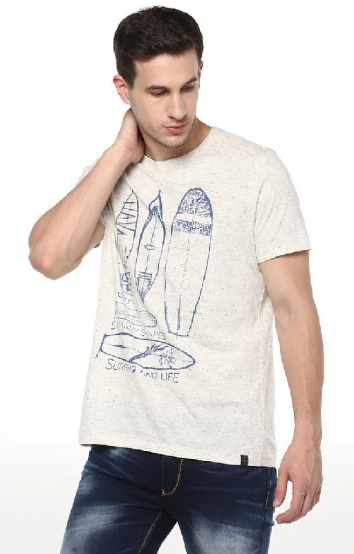 Weekend Specials to Indulge In Spykar Beige Printed Slim Fit Men T-Shirts