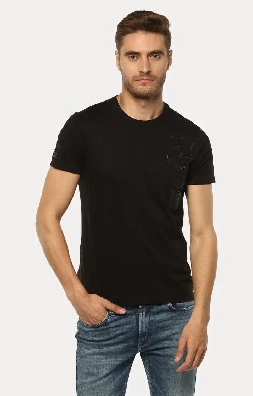 Weekend-Only Price Drops Spykar Black Solid Slim Fit Men T-Shirts