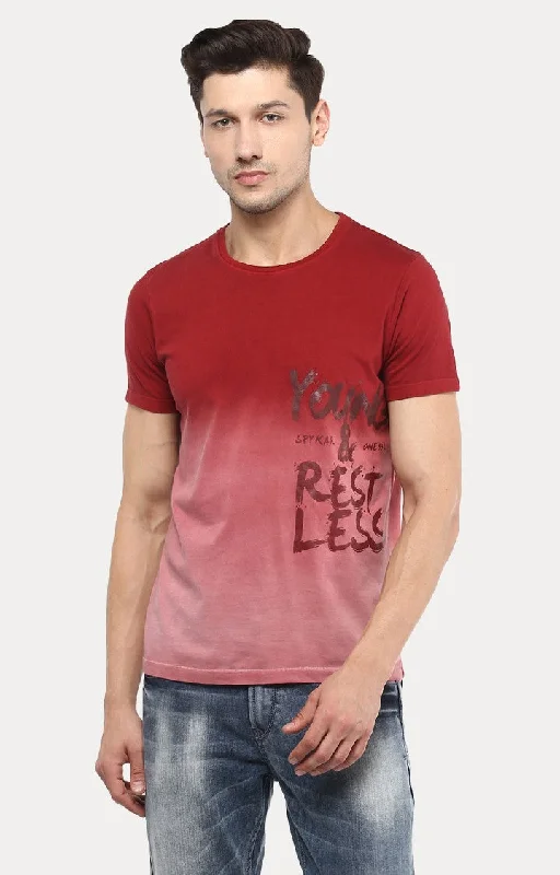 Weekend Specials to Grab Spykar Red Slim Fit Men T-Shirts