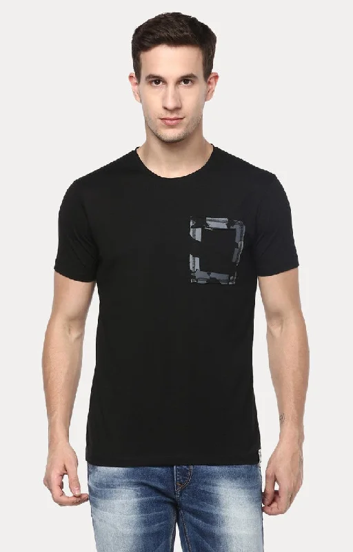 Weekend Price Cuts Galore Spykar Black Solid Slim Fit Men T-Shirts