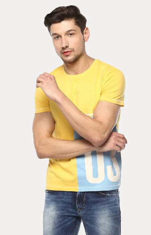 Weekend Bargains to Love Spykar Yellow Printed Slim Fit Men T-Shirts